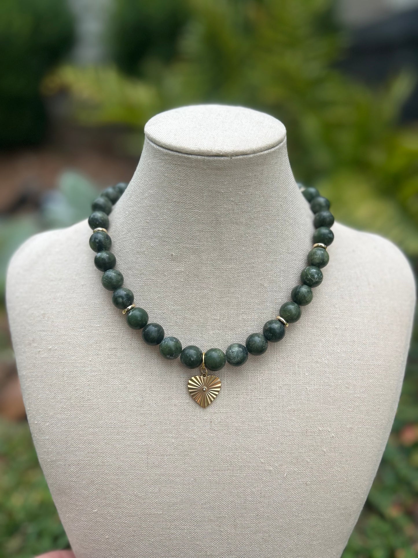 Sarah Necklace-Green + Charm